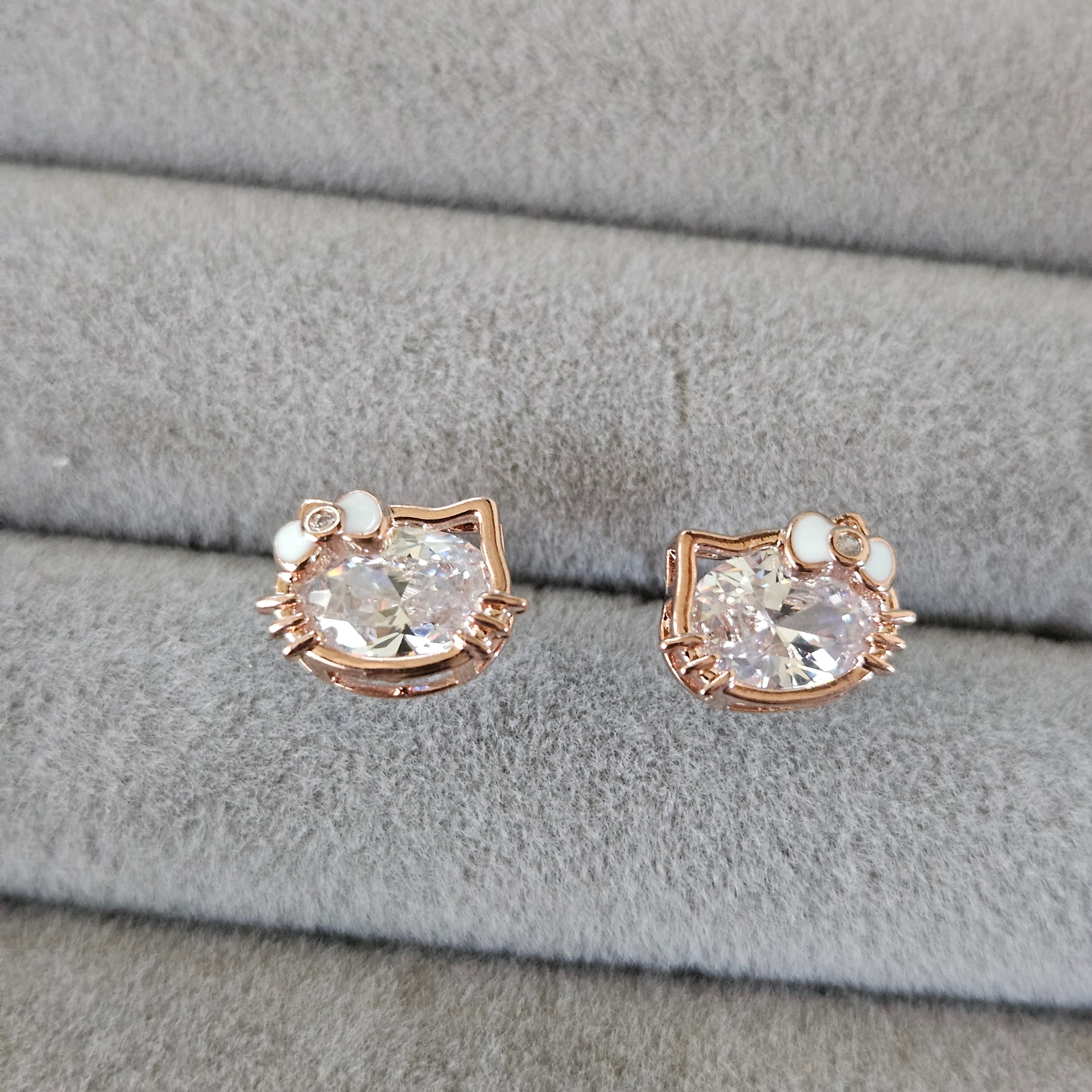 Hello kitty 玫瑰金耳釘