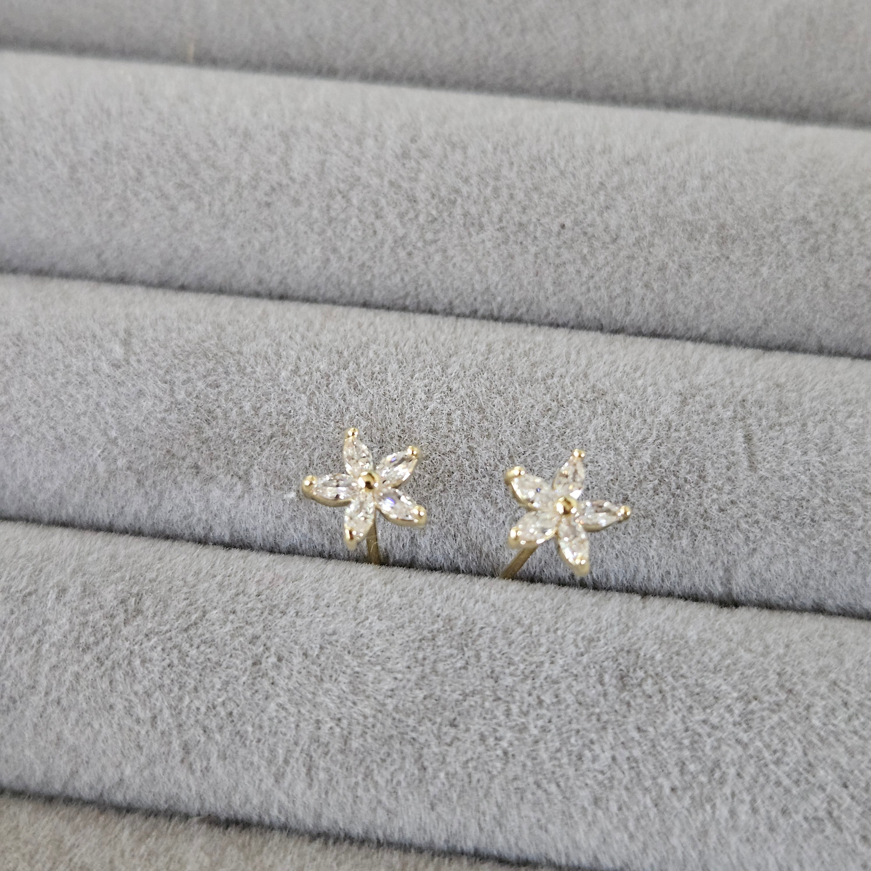 金色細粒花花耳釘