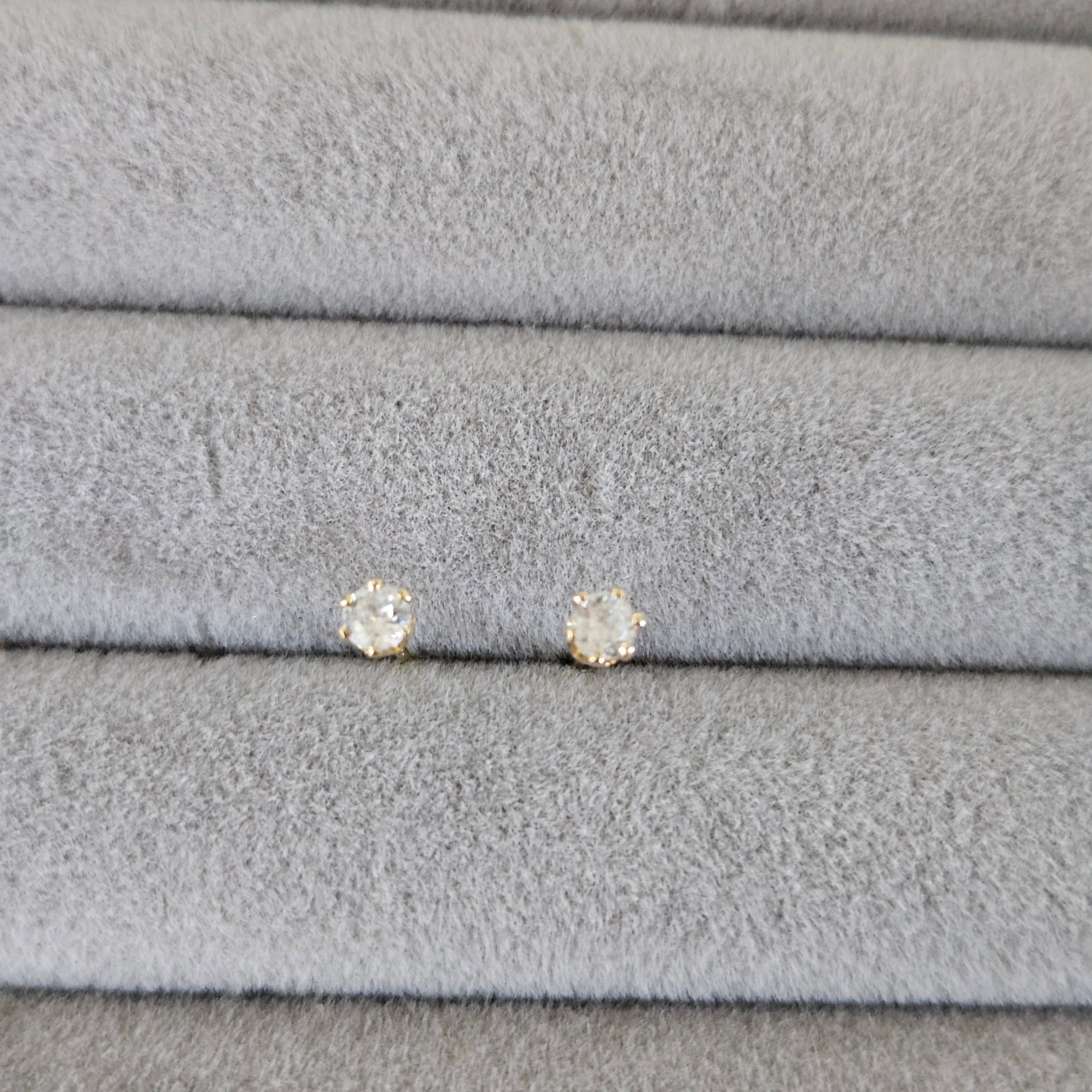 超細粒3mm金單鑽耳釘