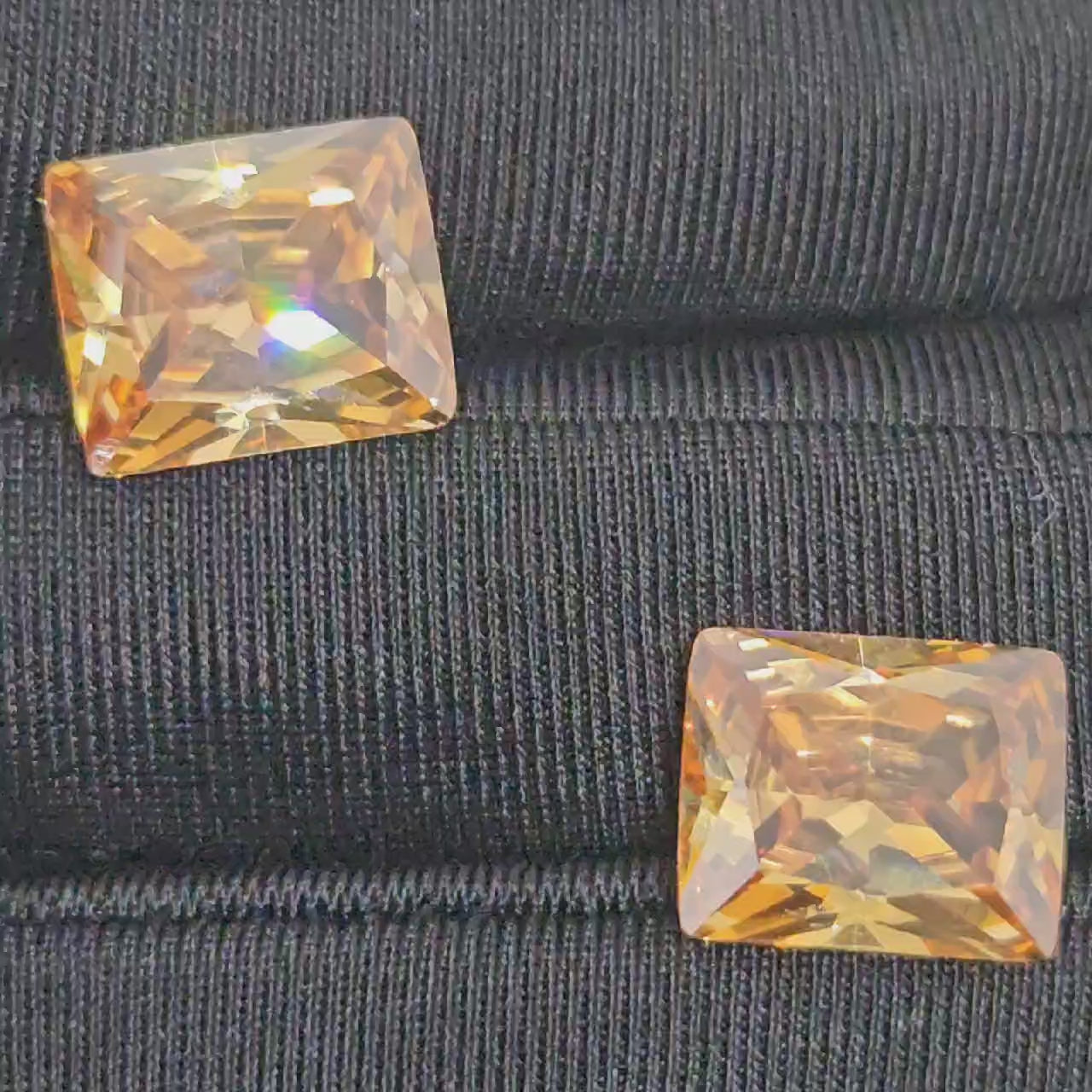 金香檳長方鑽對裝